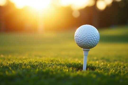 golf ball on a tee on a golf course