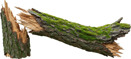 Broken Mossy Tree Branch Split Wood Nature Texture Forest Debris Damaged Log