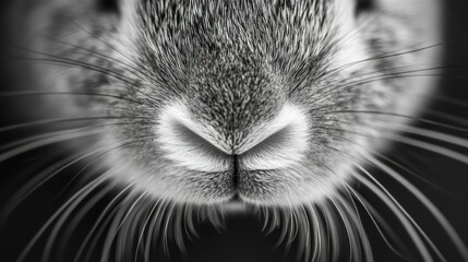 Macro rabbit nose on a black-and-white color theme