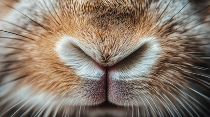Rabbit nose in extreme macro with fur strands in focus