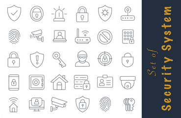 Set of Security System. 30 vector illustration security system  style line outline icons