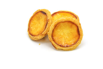 Egg tart the delicious crispy bakery on  white background