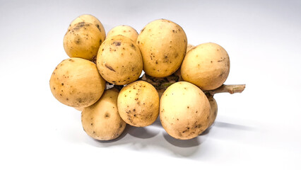 Longkong on white background. Fruit in Thailand.