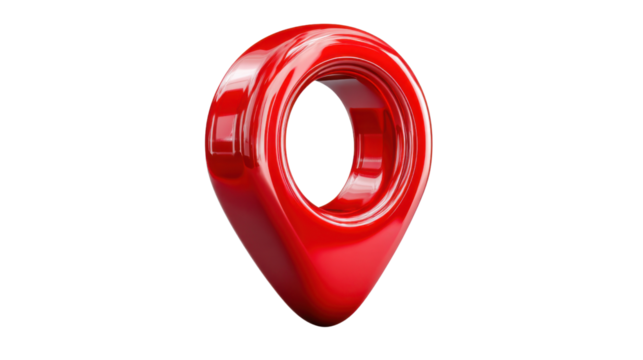 A shiny 3d red push pin is a metal symbol and web icon design
