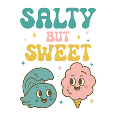 Salty But Sweet - Trendy Summerween T-shirt Design Vector, Bundle Of Tropical Nature Scene Tees,  Summer Vibes Illustration