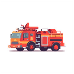 Colorful illustration of a modern fire truck, side view.