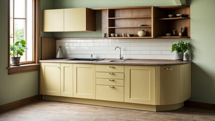 Elegant Kitchen Cabinet with Unique Worktop
