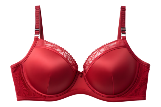 A red seamless bra isolated on a white or transparent background