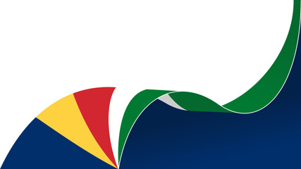 wavy Seychelles flag ribbon background with copy space for text. Seychelles national day