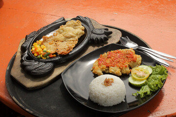 delicious dishes on the table. restaurant food served