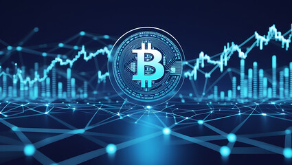 Bitcoin Gold Coin Abstract Design with Electronic Circuits - Blockchain Innovation, Crypto Trading, and Digital Currency Art