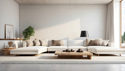 Fototapeta premium Stylish Minimalist Living Room with Modern Furniture and Decor