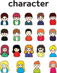 Bundle collection of various cartoon character illustrations of people