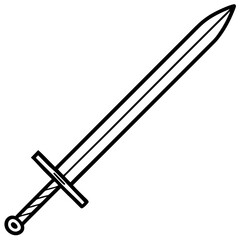 Broadsword vector line art on white background