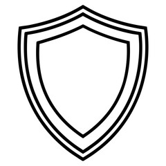 Shield vector line art on white background