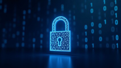 Digital Security Lock on Binary Background: Cybersecurity, Data Protection, and Privacy Concept