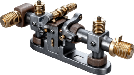 Close-up of Steam Engine Valve Gear: Intricate details of a steam engine's valve gear, showcasing the precision engineering and craftsmanship of yesteryear.  