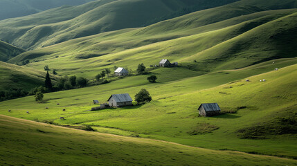 mountain landscape with cows