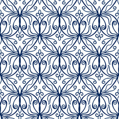 Seamless pattern with stylized ethnic pattern. Hand-drawn illustration.