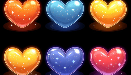 Colorful heart design elements