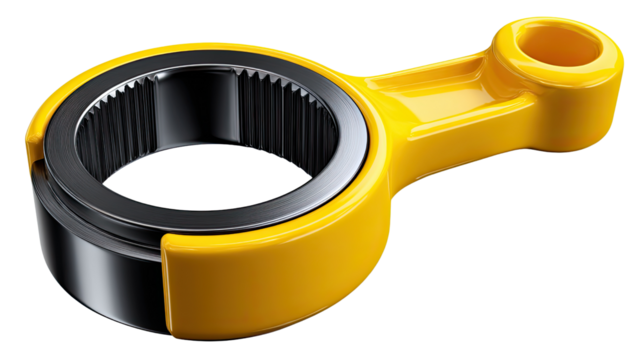 Robust yellow machine component: A striking studio shot of a robust and durable, precisely engineered component. The design exhibits both aesthetic appeal and mechanical strength.