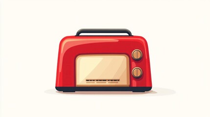 Fototapeta premium Red retro toaster on white background, kitchen appliance