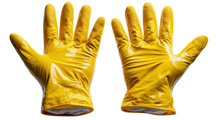 Protective Yellow Gloves: A close-up shot of a pair of vibrant yellow gloves, embodying protection and hygiene for a multitude of applications. These gloves stand out, perfect for illustrating safety.