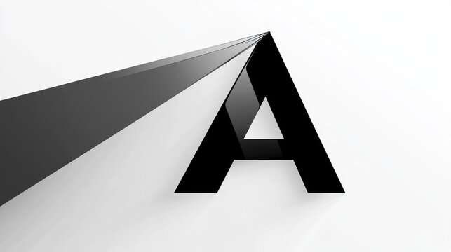 Abstract black A letterfold design, white background.  Use website header, presentation