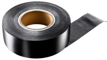 Industrial Insulation Tape: A close-up shot of a roll of black industrial insulation tape, a vital tool for electrical and industrial projects, its texture gleaming under the light.