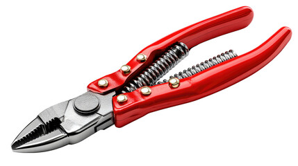 Precision Grip: A close-up shot of a pair of red wire cutter isolated on a clean backdrop, showcasing its sharp blades and ergonomic design, symbolizing precision and craftsmanship.