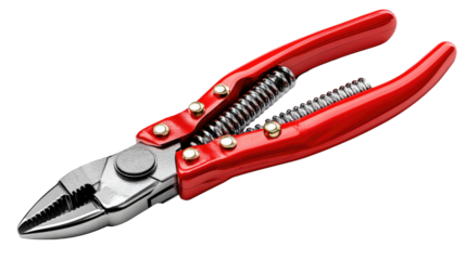 Precision Grip: A close-up shot of a pair of red wire cutter isolated on a clean backdrop, showcasing its sharp blades and ergonomic design, symbolizing precision and craftsmanship.
