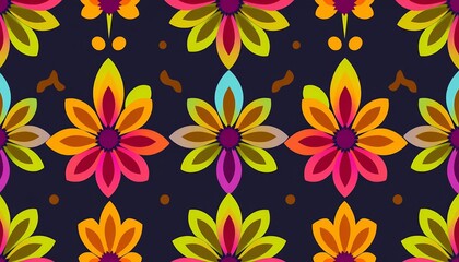 Obraz premium Abstract cut-out vector flower pattern Seamless repeat design with ample negative space, vibrant, wallpaper