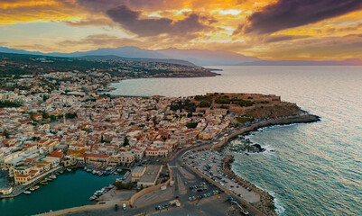Aerial view of the city of Rethymno, Crete, Greece