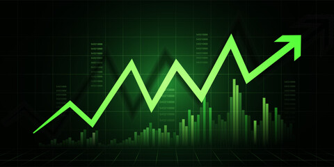 Stock Exchange Market Trading Graph Digital Screen with Rising Candle Stick Showing Investment Growth and Financial Trends for Trade Analysis Economic and Market Dashboard Visualization Background