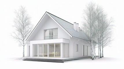 Modern Architectural 3D Render of a Minimalist House Design
