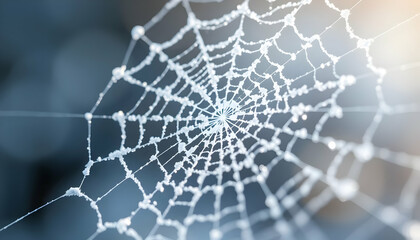 Frozen Spiderweb Detail Close Up