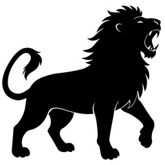 lion black and white silhouette vector illustration on white background.