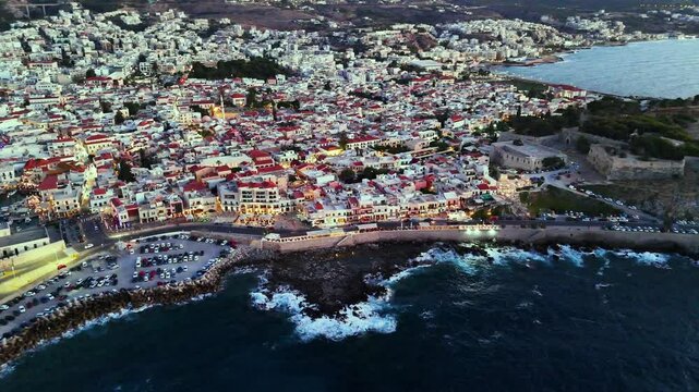 Aerial view of the city of Rethymno, Crete, Greece