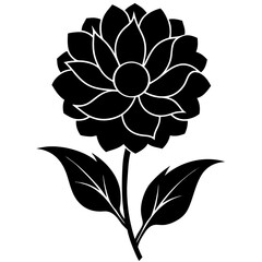black and white flower silhouette vector illustration on white background.