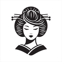 Japanese girl beauty hairstyle elegant design vector illustration
