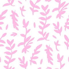 Black and White seamless pattern with leaves. Vector illustration.