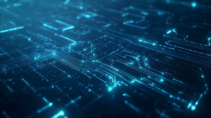 Neon Blue Cyber Grid with Glowing Lines and Futuristic Design