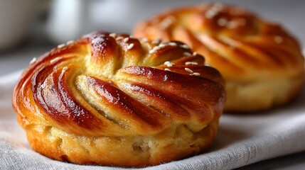 Golden swirl pastries on a cloth
