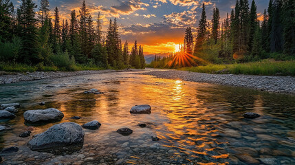 Obraz premium sunset in the mountains