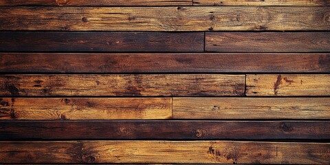 Naklejka premium A rustic backdrop of wooden planks with varying shades of brown, adding warmth to any visual design.