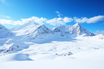 Naklejka premium snow covered mountain range with a blue sky in the background