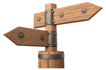 Wooden Signpost with Two Directional Arrows in Opposite Directions