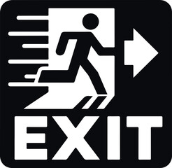 Emergency Exit Icon Black Filled Silhouette Vector On Isolated White Background