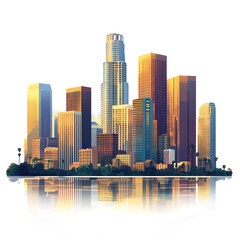 Fototapeta premium illustration of skyline buildings of los angeles isolated on white background