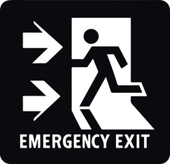 Emergency Exit Icon Black Filled Silhouette Vector On Isolated White Background